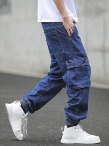 Manfinity EMRG Jeans cargo en denim coupe large pour hommes