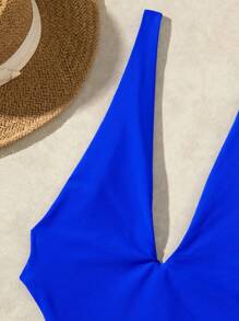 Swim SXY Swim Chicsea 女士性感深 V 领露背连体泳衣 - 寶藍色 - 查看 6