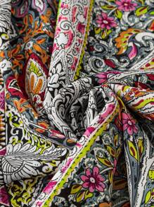 Plus Size Paisley Print Stand Collar Casual Vacation Shirt - Orange - View 3