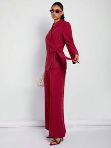 COSMINA Pantalones de traje elegantes de color rojo regular para mujer, para primavera/verano