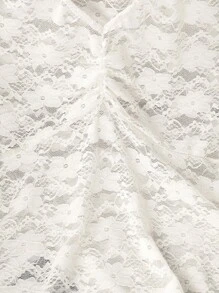 INAWLY Top de moda con mangas de volantes de encaje floral para mujer, adecuado para vacaciones - Blanco - Ver 6
