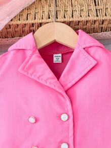 2pcs/Set Girls Elegant Office Style Short Sleeve Jacket And Cami Dress For Summer