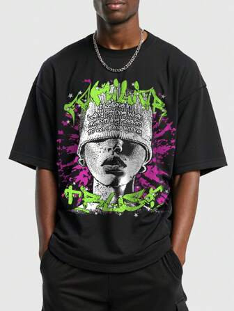 Street Life Men's Street Printed Short Sleeve T-Shirt, Suitable For Everyday Wear In Spring And Summer