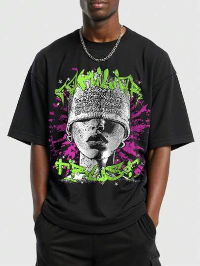 Street Life Camiseta de manga corta con estampado para hombre, adecuada para uso diario en primavera y verano