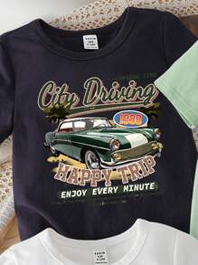 SHEIN Leap Crew 男婴休闲简约短袖圆领上衣，适合夏季 - 彩色 - 查看 3