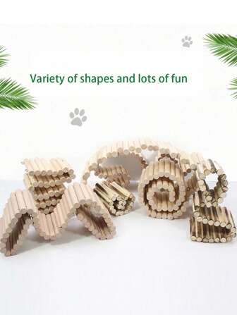 SHEIN 1pc Hamster Habitat Accessoires Met Meerdere Maten, Golden Bear Speelgoed Schildpad Hamster Riet Ding Kip Hek Scheidingswand Tweelaags Platform Klimmen