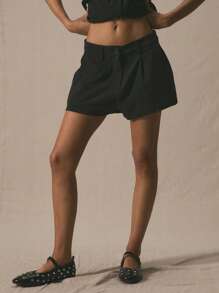 MUSERA Mid Rise Tailored Shorts Only Summer Cute Vacation Casual Back To School Office Work Pants Spring Holiday - Black - View 1