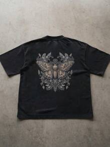 Manfinity Dauomo 1pc Men's Crew Neck Short Sleeve Butterfly Print Casual T-Shirt, For Daily Wear