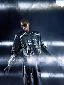 NEON BLANC Men's Street Fashion PU Leather Long Sleeve Jacket - Black - View 6