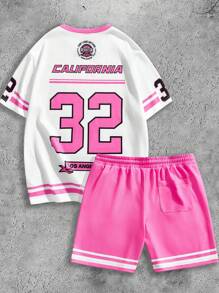 Manfinity VCAY Men's Loose Fit Digital Printed Short Sleeve T-Shirt Set - Pink - View 2