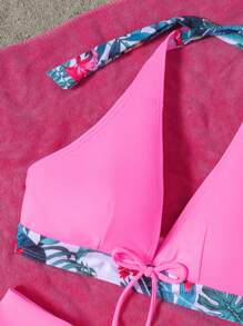 SHEIN Swim Women's Random Print Bikini Swimsuits, Beach & Summer Outfits - Pink - View 4