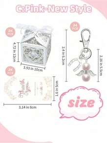 SHEIN 72 件/24 套镂空盒子，守护天使钥匙扣，婚礼礼品，生日新娘送礼会礼物，粉色/蓝色 - 彩色 - 查看 4