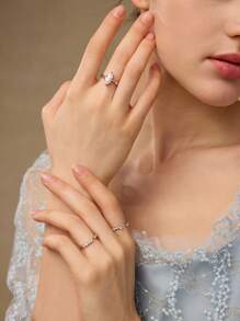 MOTF PREMIUM 3-IN-1 STACKABLE SPARKLY CUBIC ZIRCONIA EYE-CATCHING ADJUSTABLE RINGS - Silver - View 5