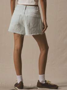 MUSERA Mid Rise Denim Shorts Spring Summer Cute Vacation 90's Y2k Al Fresco Ibiza Streetwear Back To School Casual Everyday Chic - Light Wash - View 4