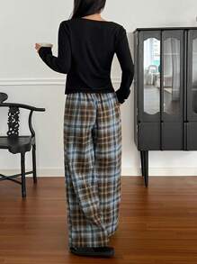 DAZY 女士休闲两件套舒适家居套装，春季 - 黑色 - 查看 2