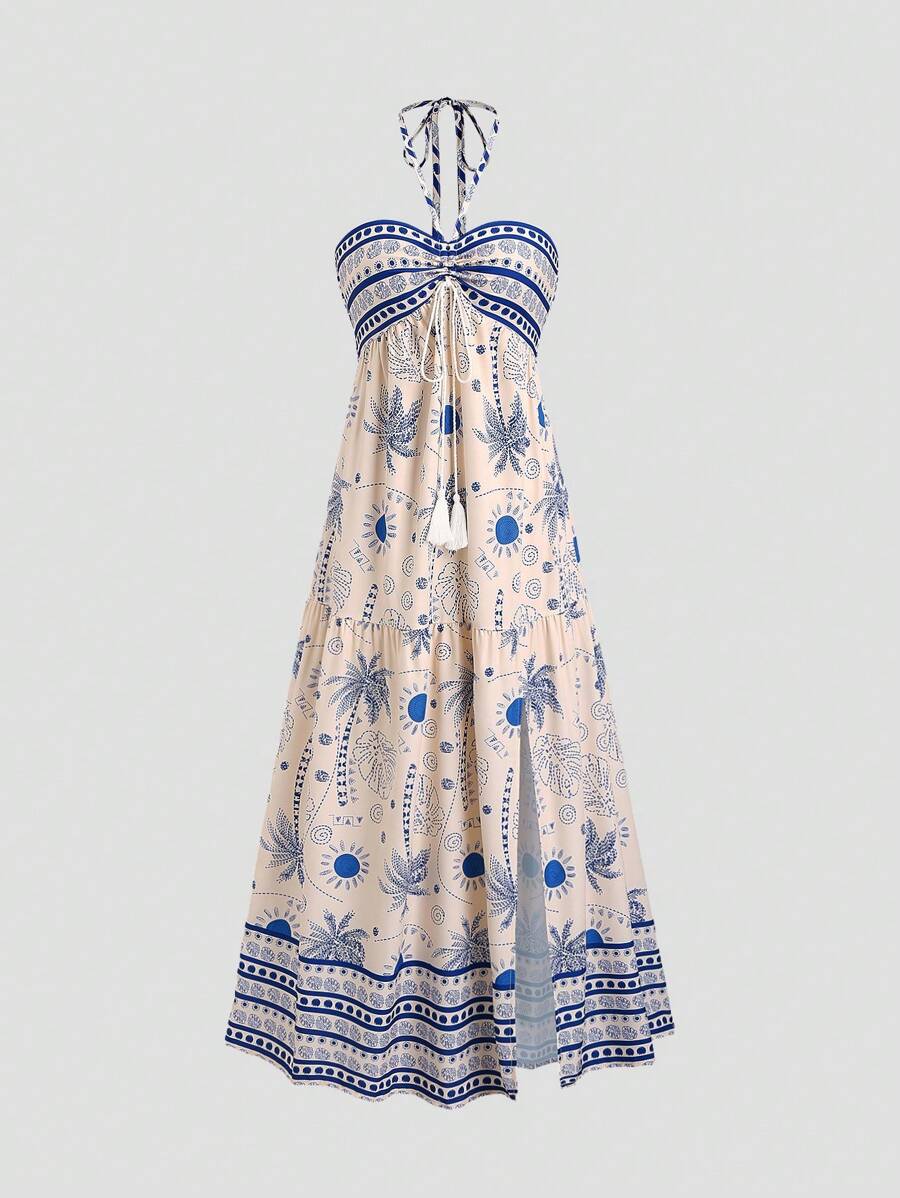 Sweetra Váy đi biển phong cách Bohemian, váy dài cao cấp hai dây cho kỳ nghỉ hè Maxi dành cho nữ - Nhiều màu - Xem 1