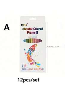 Set de 12 lápices de colores metálicos para arte, bocetos y dibujos - Multicolor - Ver 4