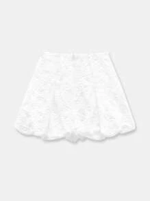 Maija White Cut-Out Design Fabric Elegant Minimalist Fashion Tulip Skirt, Versatile For Spring & Summer Ladies - White - View 7