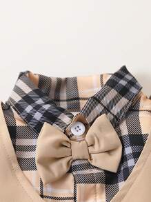 Souflis Souflis 4pcs Baby Boys Gentleman Bow Tie Shirt, Bib, Pants, Khaki Outfit Sets, Autumn/Winter - Multicolor - View 6