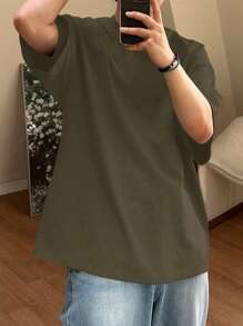 DAZY Men's Summer Solid Color Loose Casual Drop Shoulder T-Shirt