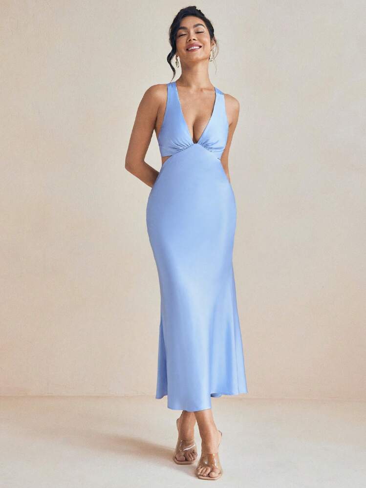Amiko Light Blue Bias Drape Satin Slip Dress With Tie Back Wedding Dress  Elegant Dress Spring Summer Vacation Dress Wedding Guest Dress Women Blue  Dress Graduation Dress Birthday Outfits For Women Pastel