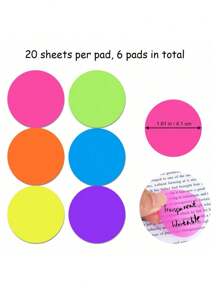 6 Blätter transparente Haftnotizen in bunter Farbe, süße runde klare Haftzettel, durchscheinende Lesezeichen Seitenmarkierer Aufkleber, Accessoires für Bibel-Journaling, ästhetisches Büro- und Schul-Zubehör, Schulanfang