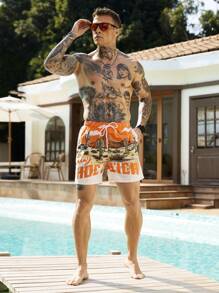 Manfinity VDAYZ Eenvoudige, modieuze, casual strandshorts voor heren, dagelijkse kleding
