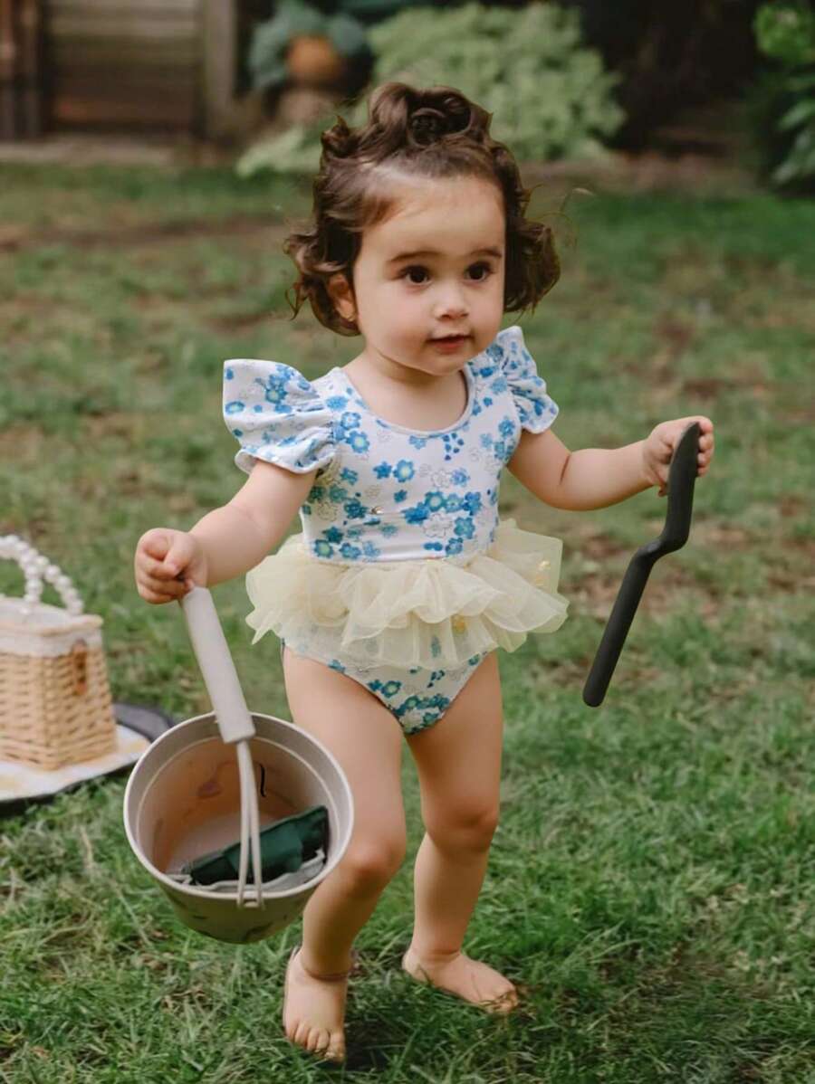 Baby Girls' Random Print One-Piece Swimsuit - Multicolor - View 1