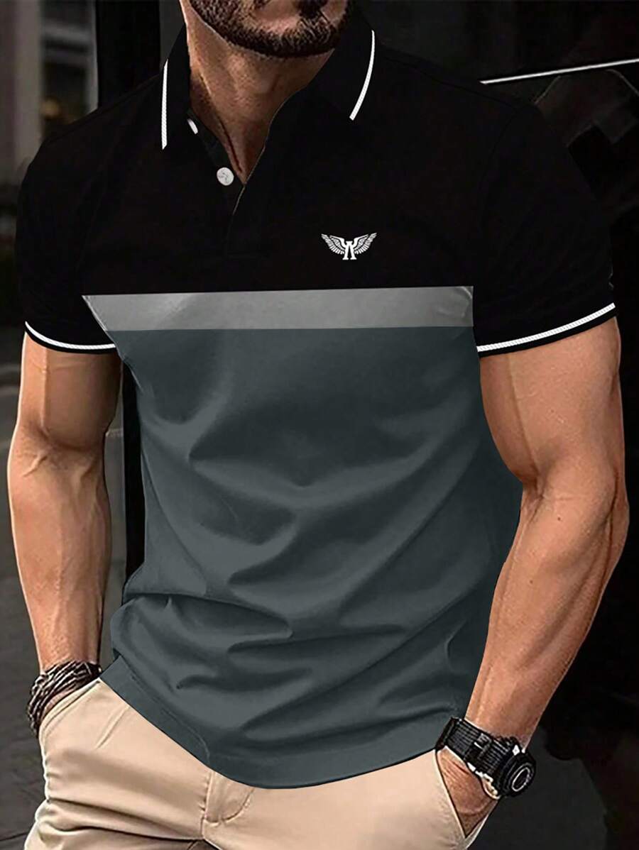 Manfinity Homme 男士条纹短袖休闲通勤 Polo 衫 - 彩色 - 查看 1