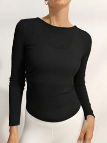 Activina Activina Women's Backless Twist Back Long Sleeve Casual Sports Workout T-Shirt