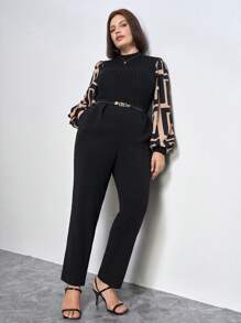 Chikora 女式加大码纯色锥形裤，女士办公室服装