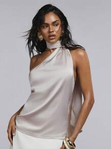 Athîral 女士无袖纯色斜肩简约时尚背心适合夏季