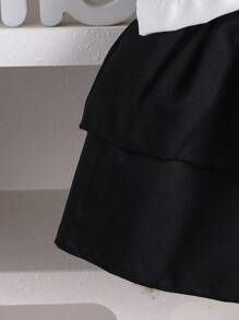 Tenue de mode coréenne style académique été 2024 pour bébé fille, chemise sans manches + jupe à volants - Blanc - Voir 5