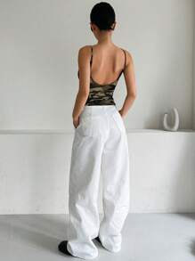 DAZY Women's Camouflage Print Sleeveless Backless Top, Fitted Summer, Spaghetti Strap Top,Back To School Clothes - Multicolor - View 7