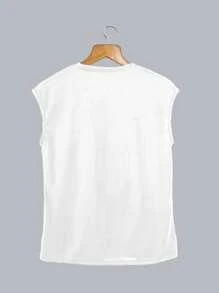 Manfinity Dauomo Men's Casual Street Print Comfortable Tank Top - White - View 2