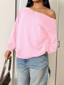 INAWLY Áo nỉ cỡ lớn, kiểu dáng thường ngày, đơn giản, màu trơn, thích hợp cho lễ tốt nghiệp, giáo viên, hoặc mùa tựu trường, mùa thu đông. - Hồng - Xem 6