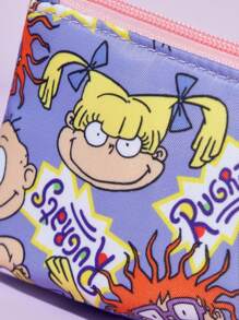 Nick 90s X SHEIN 90s Stylish Cute Cartoon Printed Zipper Pencil Case, Suitable For School, Office, And Travel Use, Can Hold Stationery, Digital Items, Personal Belongings, And Travel Essentials,Back To School,School Supplies