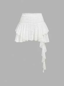 SHEIN MOD 大码女式优雅通勤裙，女士，外出。可爱的夏季裙子 - 白色 - 查看 1