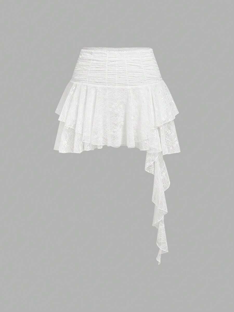 SHEIN MOD 大码女式优雅通勤裙，女士，外出。可爱的夏季裙子 - 白色 - 查看 1