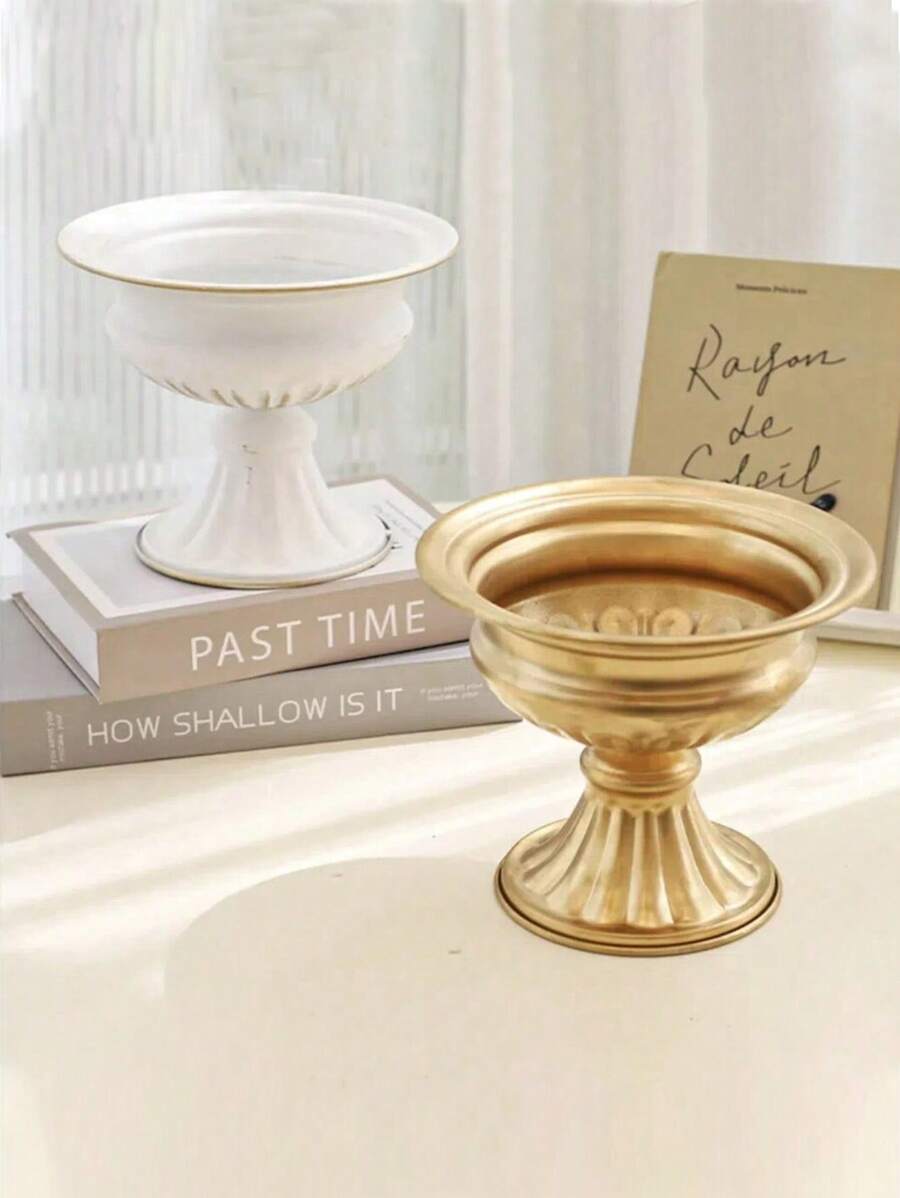 SHEIN Retro High Foot Flowerpot, European Style Wedding Decoration Flower Vase, Photography Prop, Dry Flower Arrangement, High-End Decor,Wedding Decor,Centerpiece,Table Decor,Party - Multicolor - View 1