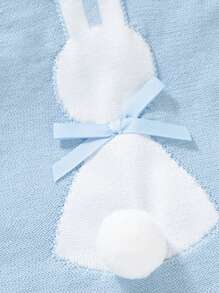 SHEIN 女婴卡通图案蝴蝶结装饰针织连体衣