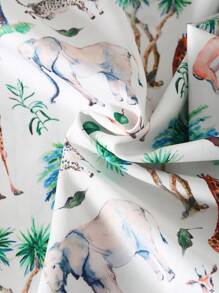 女童无袖 A 字短款花卉印花休闲吊带背心连衣裙，夏季 - 綠色 - 查看 3