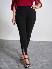 Chikora Pantaloni cu talie înaltă și tiv crăpat, ținute de birou pentru femei