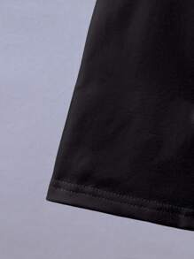 2 件套年轻男孩休闲简约巴黎英伦图案短袖圆领 T 恤和短裤，适合夏季 - 黑色 - 查看 5