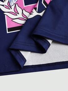 Manfinity EMRG Men's Letter & Pigeon Print Hooded Baseball Sweatshirt With 2 In 1 Design, Casual For Autumn - Multicolor - View 6