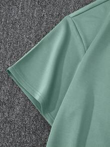 Manfinity Homme Conjunto de camiseta de unicolor y pantalón corto con cordón en la cintura para hombre, Conjunto de 2 piezas, Conjunto informal de 2 piezas para hombre, Conjunto de 2 piezas de verano para hombre