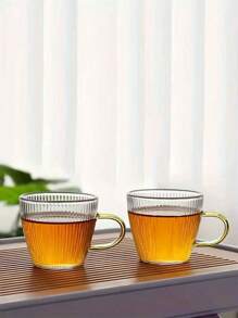 12/6/4/2 件/套垂直条纹锤纹玻璃浓缩咖啡杯带手柄，迷你茶杯和咖啡杯，适合家庭和餐厅使用 - 無色 - 查看 6