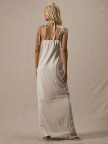 MUSERA Halterneck Double Shoulder Strap Drop Waist Tie Strap Midi Dress Spring Summer Cute Vacation Elegant Sexy
