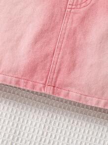 年轻女孩牛仔工装裤连衣裙，粉色无袖休闲时尚连衣裙