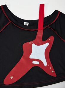 SHEIN Explorewe Tween Girls Open Shoulder Seam Detail Top And Cargo Pants 2 Pieces Set - Multicolor - View 3